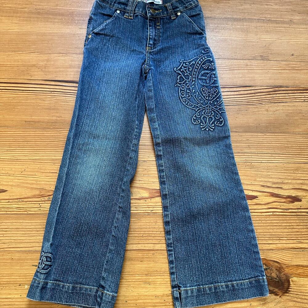 Ecko Red dark wash embossed‎ wide leg jeans SIZE 7